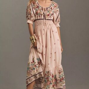 Anthropologie The Somerset Puff-Sleeve Maxi Dress